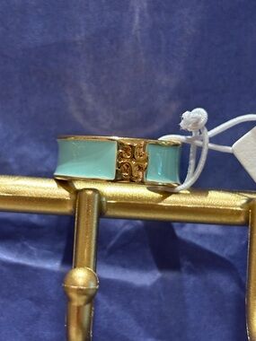 Tory Burch Kira - Enamel Inlay Ring- Aqua/Gold- with Dustbag